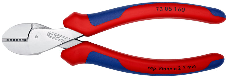 KNIPEX 73 05 160 X-CutÂ¨ Compact Diagonal Cutter high lever transmission with multi-component grips chrome-plated 160 mm