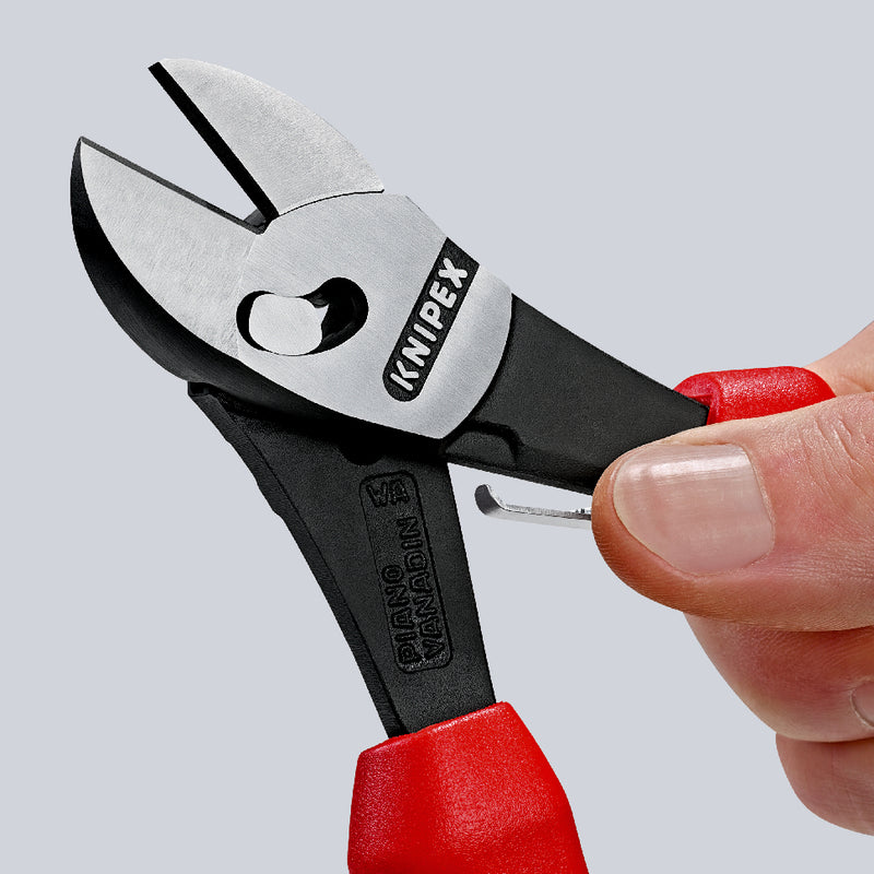 KNIPEX 73 72 180 F TwinForceÂ¨ High Performance Diagonal Cutters with opening spring with multi-component grips black atramentized 180 mm