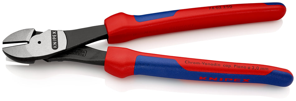 KNIPEX 74 02 250 High Leverage Diagonal Cutter with multi-component grips black atramentized 250 mm
