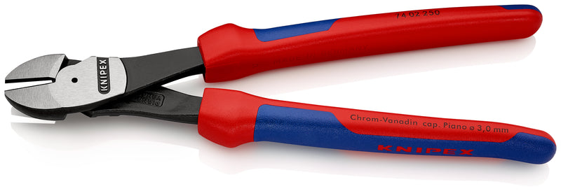 KNIPEX 74 02 250 High Leverage Diagonal Cutter with multi-component grips black atramentized 250 mm