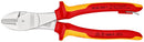 KNIPEX 74 06 200 T High Leverage Diagonal Cutter insulated with multi-component grips, VDE-tested with integrated insulated tether attachment point for a tool tether chrome-plated 200 mm