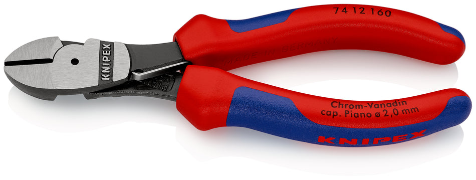 KNIPEX 74 12 160 High Leverage Diagonal Cutter with multi-component grips black atramentized 160 mm