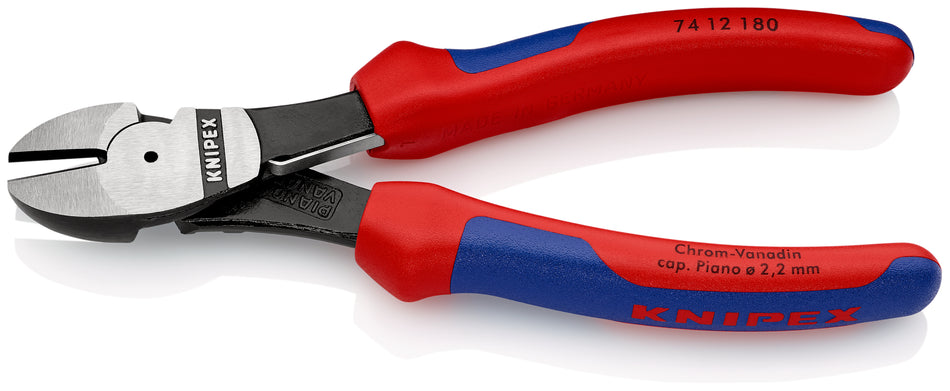 KNIPEX 74 12 180 High Leverage Diagonal Cutter with multi-component grips black atramentized 180 mm