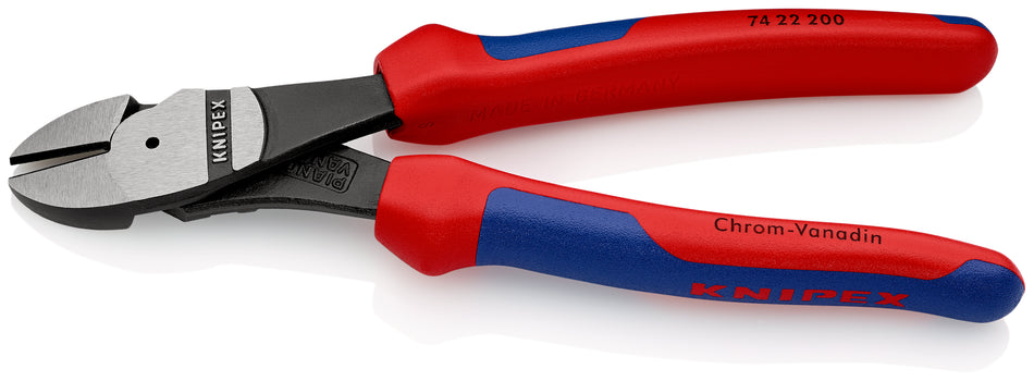 KNIPEX 74 22 200 High Leverage Diagonal Cutter with multi-component grips black atramentized 200 mm