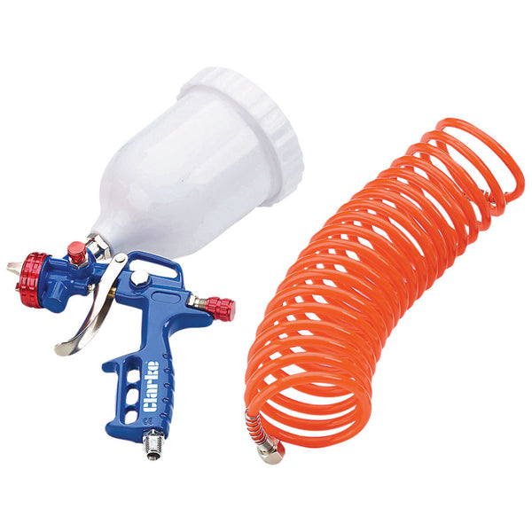 Clarke 3108000 KIT300B Gravity Fed Spray Gun and 5 Metre Air Recoil Hose