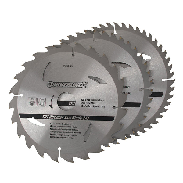 Silverline 749249 TCT Circular Saw Blades 24, 40, 48T 3pk