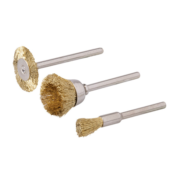Silverline 763601 Rotary Tool Brass Wire Brush Set 3pce