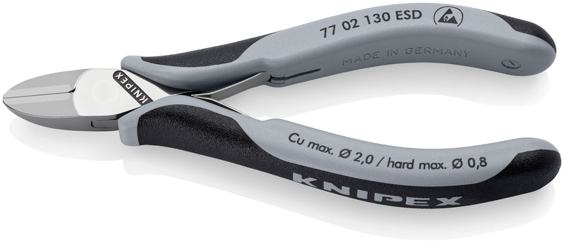 KNIPEX 77 02 130 ESD Electronics Diagonal Cutters ESD with multi-component grips 130 mm