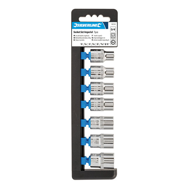 Silverline 783101 Socket Set 1/2" Drive 6pt A/F 7pce