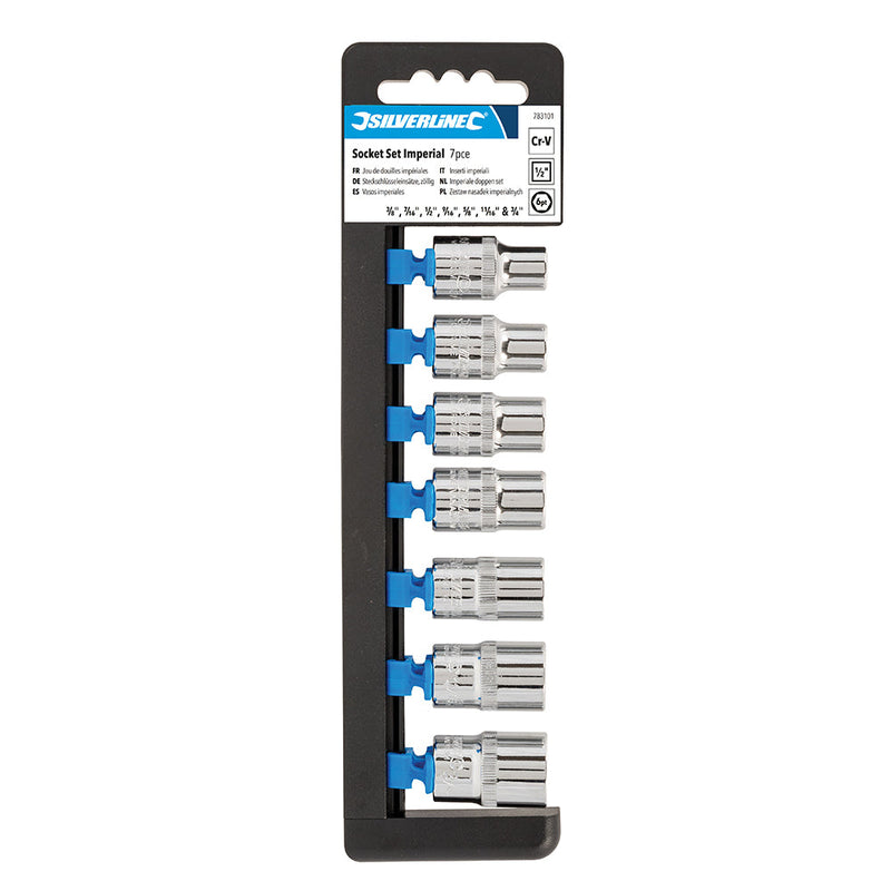 Silverline 783101 Socket Set 1/2" Drive 6pt A/F 7pce