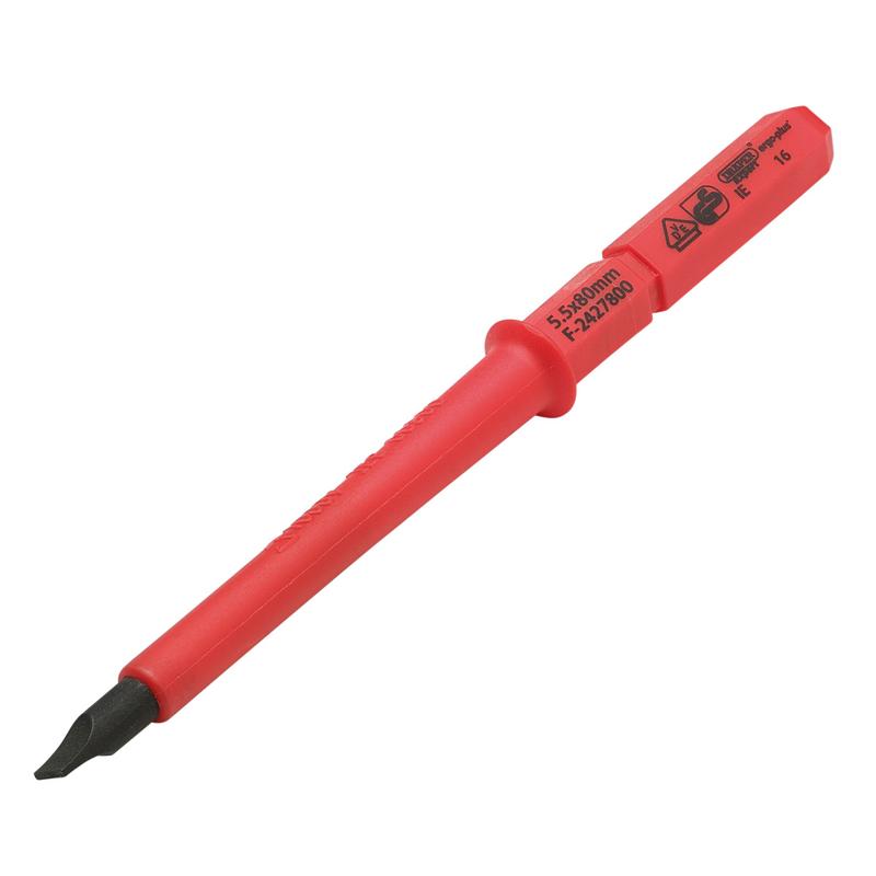 Draper 79095 XP1000®; VDE Plain Slot Interchangeable Screwdriver Blade, 5.5 x 80mm