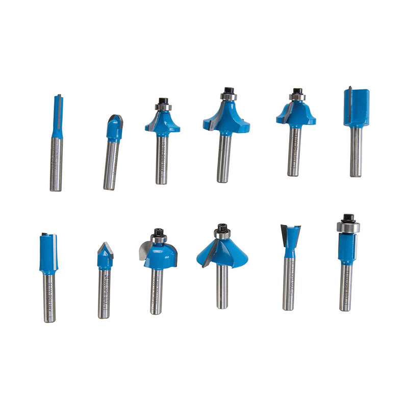Silverline 792084 1/4" TCT Router Bit Set 12pce
