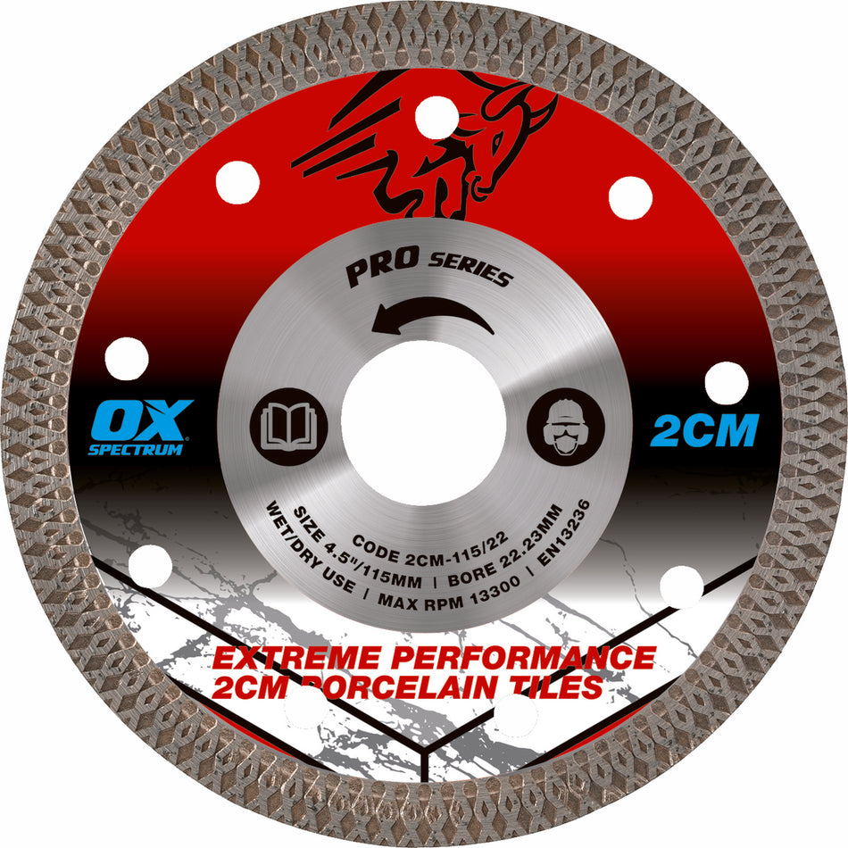 OX Tools OX-2CM-115/22 2CM Porcelain Cutting Blade - 115/22.23mm