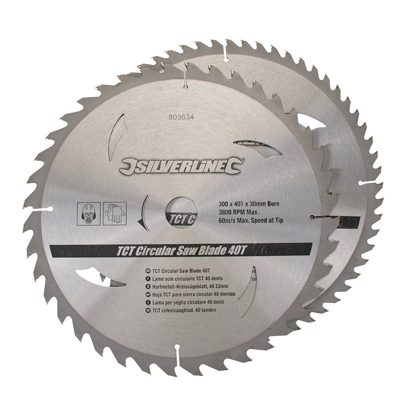 Silverline 803634 TCT Circular Saw Blades 40, 60T 2pk