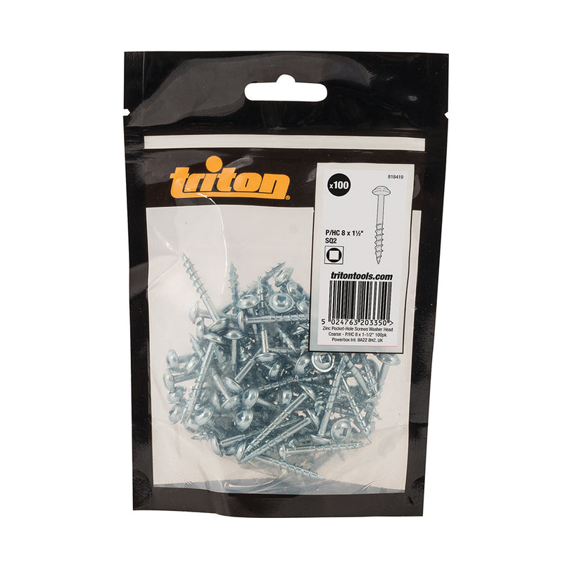 Triton 818419 Zinc Pocket-Hole Screws Washer Head Coarse