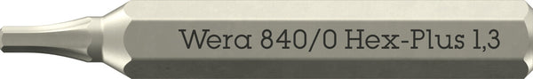Wera 05058109001 840/0 Hex-Plus Micro bits for hexagonal socket head screws, 1.3 x 30 mm, 4mm Hexagon Drive