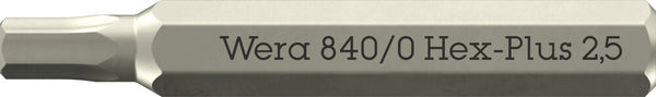 Wera 05058112001 840/0 Hex-Plus Micro bits for hexagonal socket head screws, 2.5 x 30 mm, 4mm Hexagon Drive