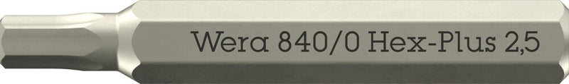 Wera 05058112001 840/0 Hex-Plus Micro bits for hexagonal socket head screws, 2.5 x 30 mm, 4mm Hexagon Drive