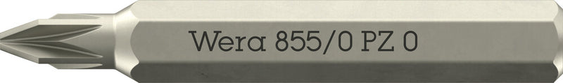 Wera 05058140001 855/0 Micro bits suitable for Pozidriv screws, PZ 0 x 30 mm, 4mm Hexagon Drive