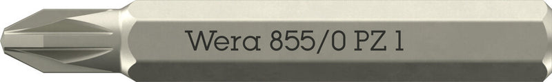 Wera 05058141001 855/0 Micro bits suitable for Pozidriv screws, PZ 1 x 30 mm, 4mm Hexagon Drive
