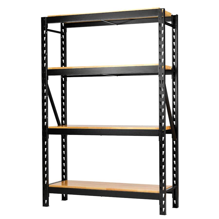 BUNKER® 27976 18 Piece Modular 4 Tier Racking with Hardwood Shelving, 1500mm