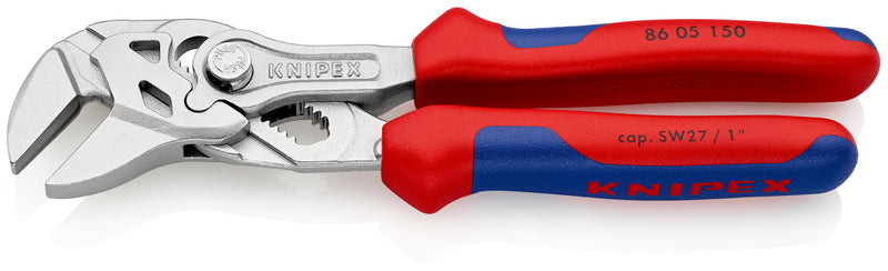 KNIPEX 86 05 150 Pliers Wrench pliers and a wrench in a single tool with multi-component grips chrome-plated 150 mm