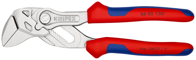 KNIPEX 86 05 150 Pliers Wrench pliers and a wrench in a single tool with multi-component grips chrome-plated 150 mm