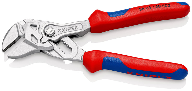 KNIPEX 86 05 150 S02 Pliers Wrench with roughened jaws with multi-component grips chrome-plated 150 mm