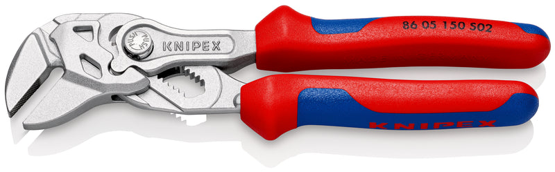 KNIPEX 86 05 150 S02 Pliers Wrench with roughened jaws with multi-component grips chrome-plated 150 mm