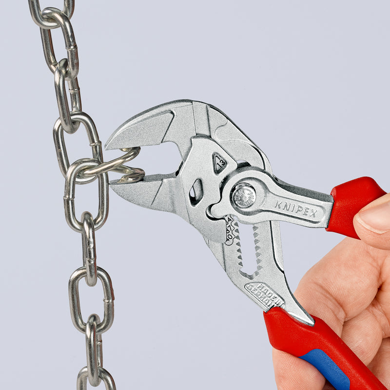 KNIPEX 86 05 180 T Pliers Wrench pliers and a wrench in a single tool with multi-component grips, with integrated tether attachment point for a tool tether chrome-plated 180 mm
