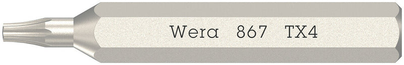 Wera 05058102001 867/0 Micro bits for TORX® socket screws, TX 4 x 30 mm, 4mm Hexagon Drive