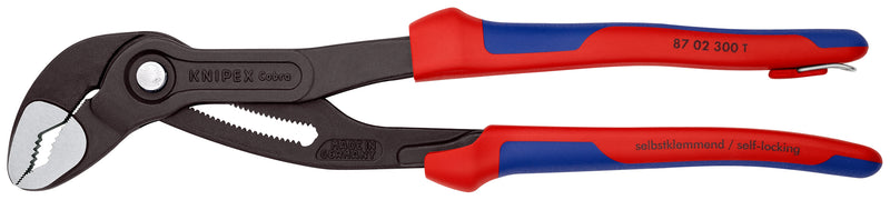 KNIPEX 87 02 300 T CobraÂ¨ High-Tech Water Pump Pliers with multi-component grips, with integrated tether attachment point for a tool tether grey atramentized 300 mm