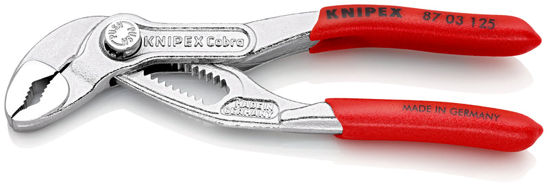 KNIPEX 87 03 125 CobraÂ¨ High-Tech Water Pump Pliers with non-slip plastic coating chrome-plated 125 mm