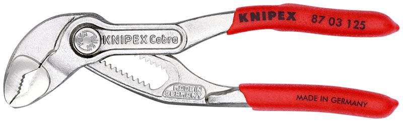 KNIPEX 87 03 125 CobraÂ¨ High-Tech Water Pump Pliers with non-slip plastic coating chrome-plated 125 mm