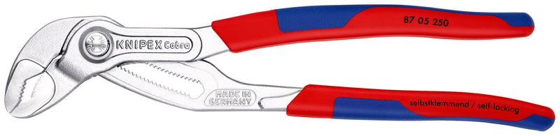 KNIPEX 87 05 250 CobraÂ¨ High-Tech Water Pump Pliers with slim multi-component grips chrome-plated 250 mm