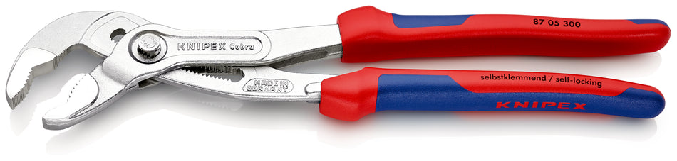 KNIPEX 87 05 300 CobraÂ¨ High-Tech Water Pump Pliers with multi-component grips chrome-plated 300 mm
