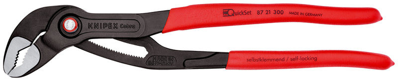 KNIPEX 87 21 300 CobraÂ¨ QuickSet High-Tech Water Pump Pliers with non-slip plastic coating grey atramentized 300 mm