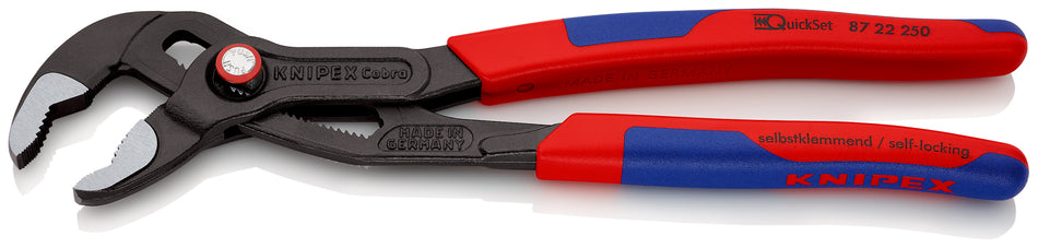KNIPEX 87 22 250 CobraÂ¨ QuickSet High-Tech Water Pump Pliers with slim multi-component grips grey atramentized 250 mm