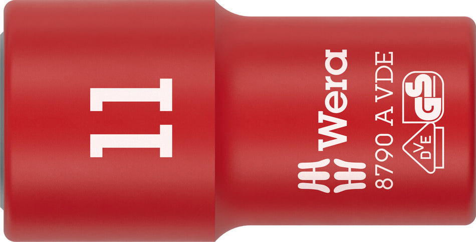 Wera 05005937001 8790 A VDE Zyklop Socket, insulated, with 1/4" drive, 11 x 41 mm