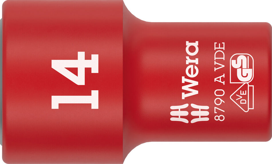 Wera 05005940001 8790 A VDE Zyklop Socket, insulated, with 1/4" drive, 14 x 41 mm