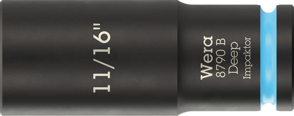 Wera 05005571001 8790 B Impaktor Deep Socket with 3/8" drive, 11/16" x 63 mm