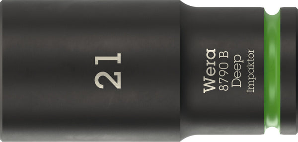 Wera 05005561001 8790 B Impaktor Deep Socket with 3/8" drive, 21 x 63 mm
