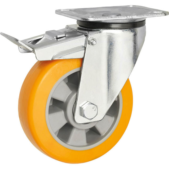 Clarke 4200301 ML125SBPU 125mm PU Braked Swivel Castor (250kg)