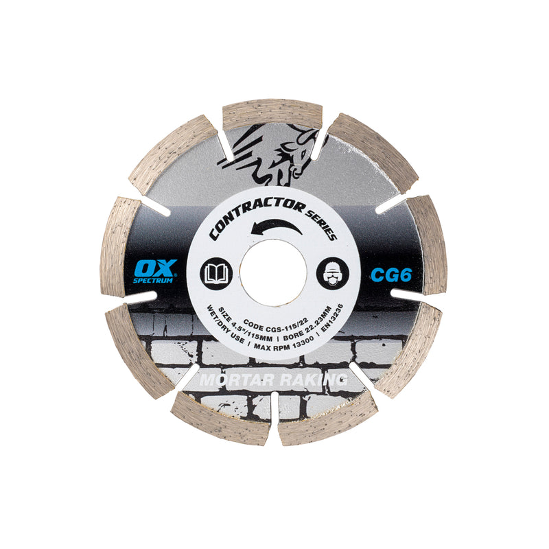 OX Tools OX-CG6-125/22 Contractor Diamond Blade - Mortar Raking - 125/22.23mm