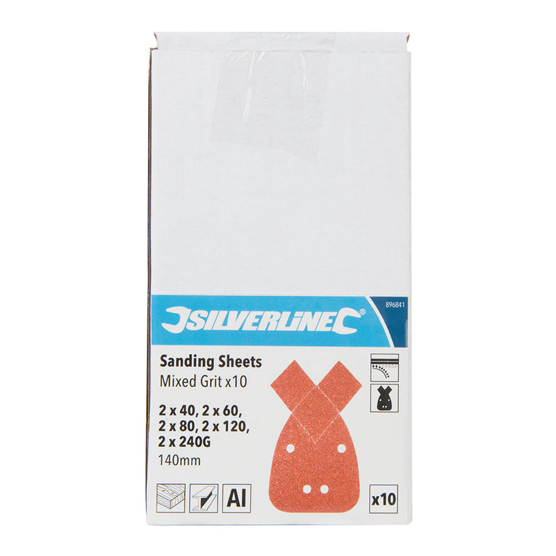 Silverline 896841 Hook & Loop Detail Sander Sheets & Tips 140mm 10pk