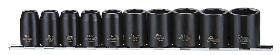 Teng Tools 9121 Impact Socket Set MM ANSI Type 1/2" Drive 12 Piece Set