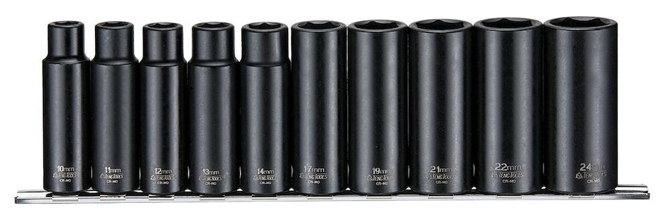 Teng Tools 9126 Impact Socket Set MM Deep ANSI Type 1/2" Drive 12 Piece Set