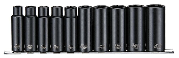 Teng Tools 9126 Impact Socket Set MM Deep ANSI Type 1/2" Drive 12 Piece Set
