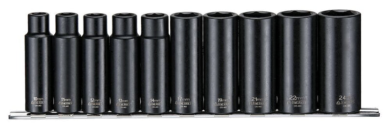 Teng Tools 9126 Impact Socket Set MM Deep ANSI Type 1/2" Drive 12 Piece Set