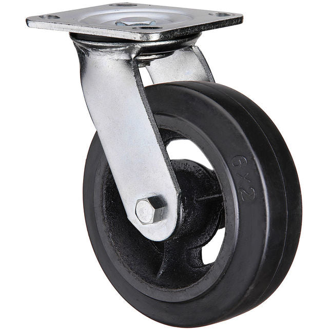 Clarke 4200161 Heavy Duty Rubber Castor Wheels Fixed / Swivel / Swivel & Brake (125mm - 200mm)